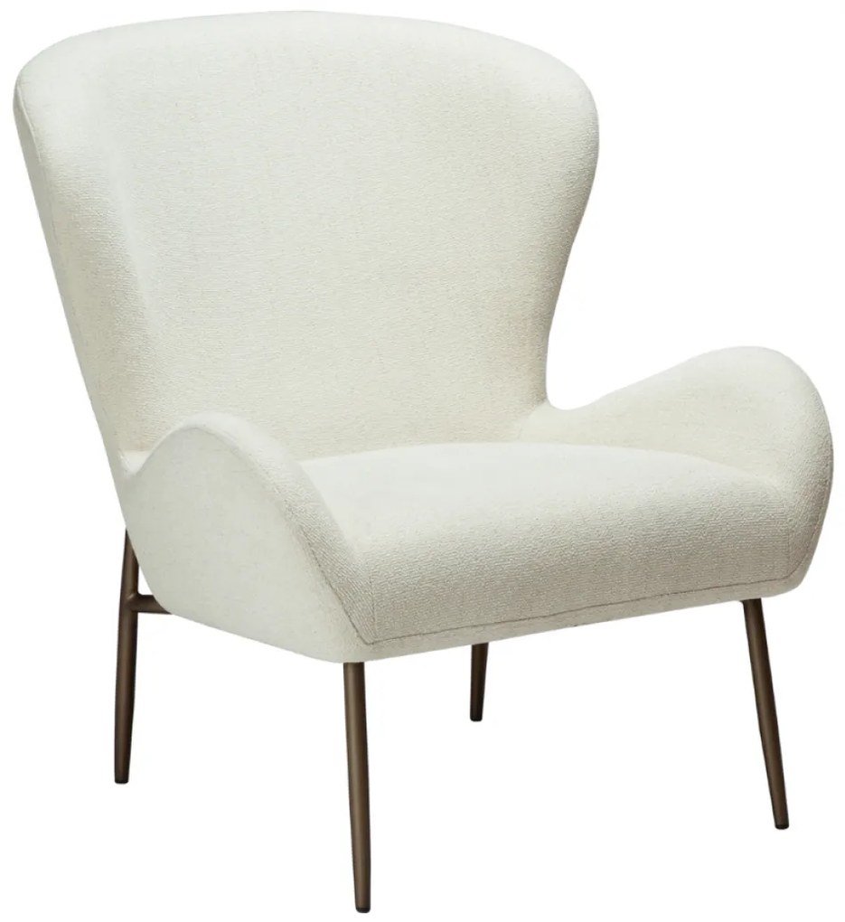 GLAM ČALÚNENÉ LOUNGE KRESLO bone white/antique brass
