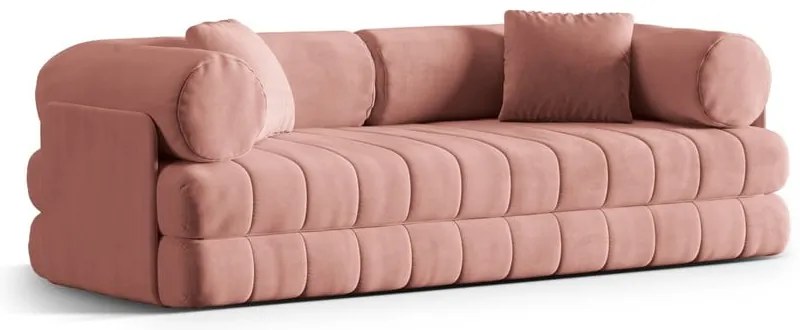 Ružová zamatová rozkladacia pohovka 206 cm Kemi – Cosmopolitan Design