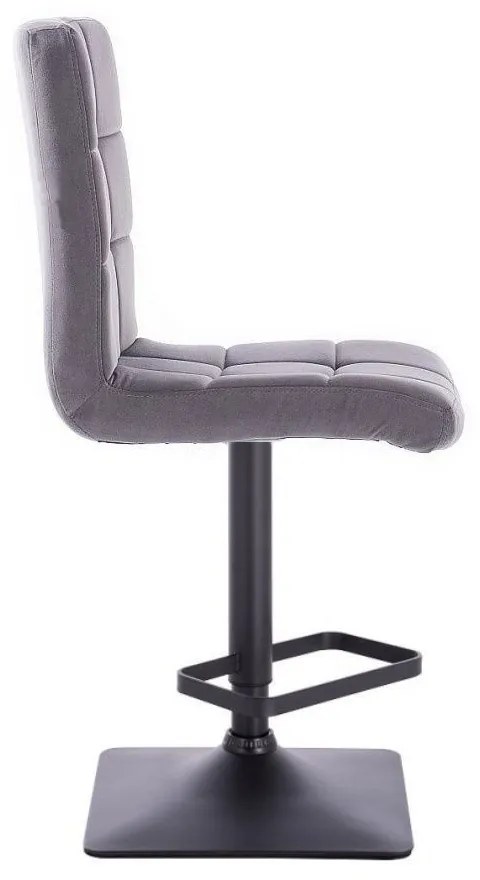 LuxuryForm DESIGN Barová stolička TOLEDO VELUR na čiernej hranatej podstave - tmavo šedá