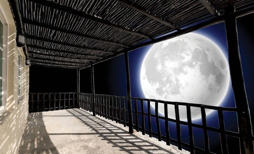 Fototapeta - Terasa s výhľadom na Mesiac (254x184 cm)