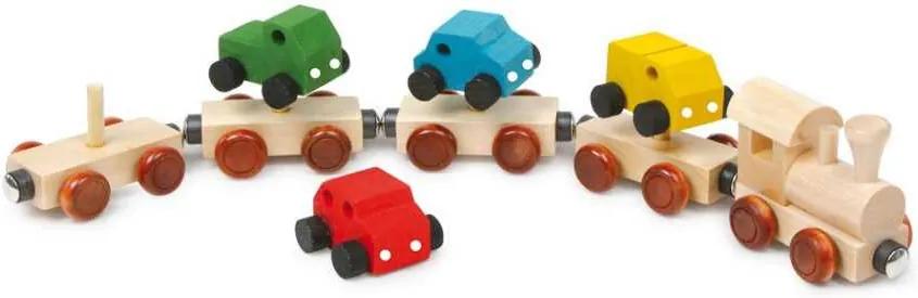 Small foot by Legler Dřevěné hračky - Dřevěný magnetický vláček s auty