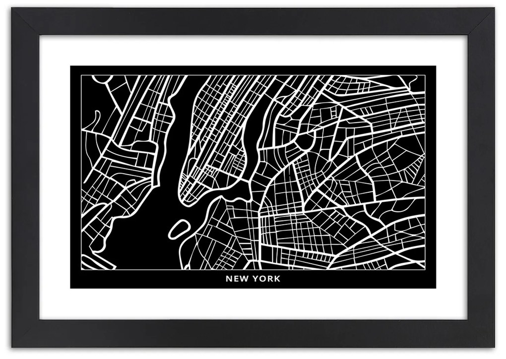 Gario Plagát City plan New York Farba rámu: Bez rámu, Rozmery: 90 x 60 cm