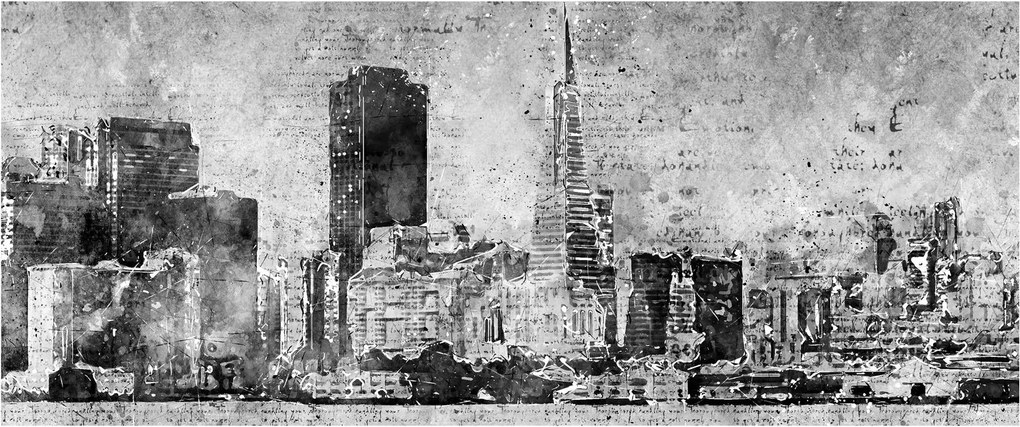 Obraz - Coffee art city (120x50 cm)