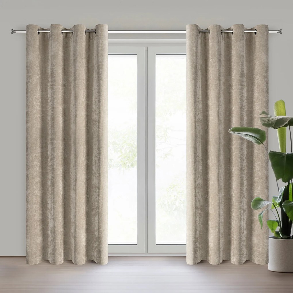 ZÁVES NA KRÚŽKOCH NILO 140X250 CM SVETLOHNEDÁ