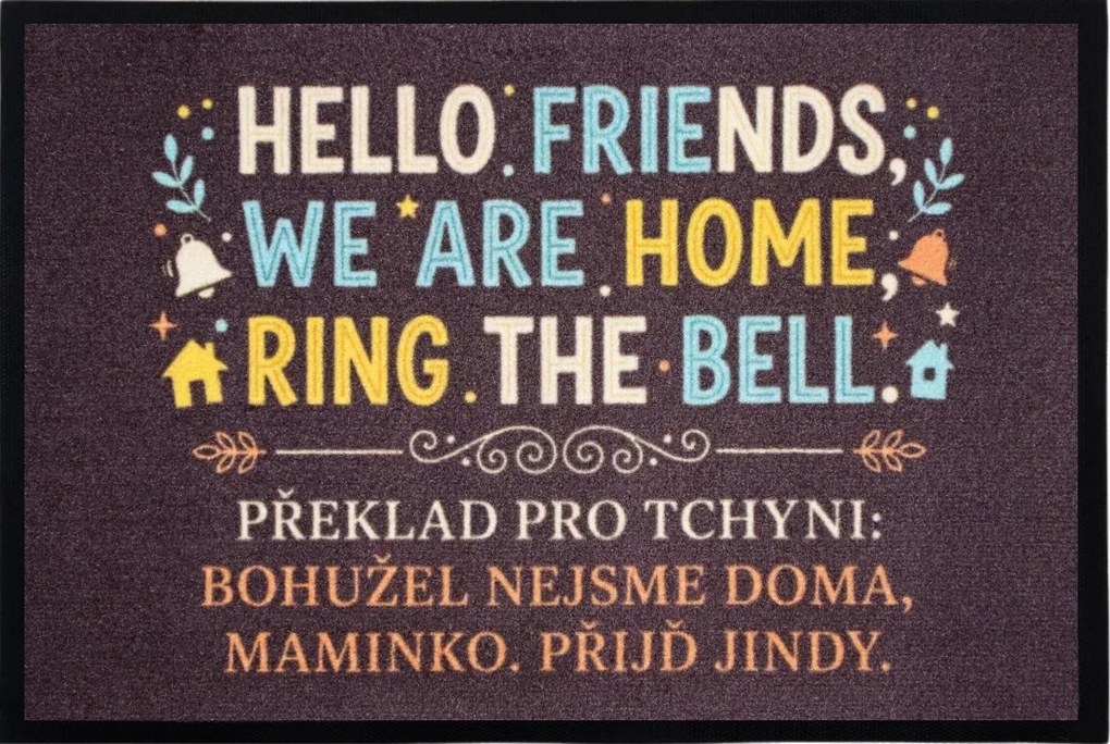 Mercury Flooring, Rohožka HELLO FRIENDS 40x60 cm - na von aj na doma, 40x60, šedá