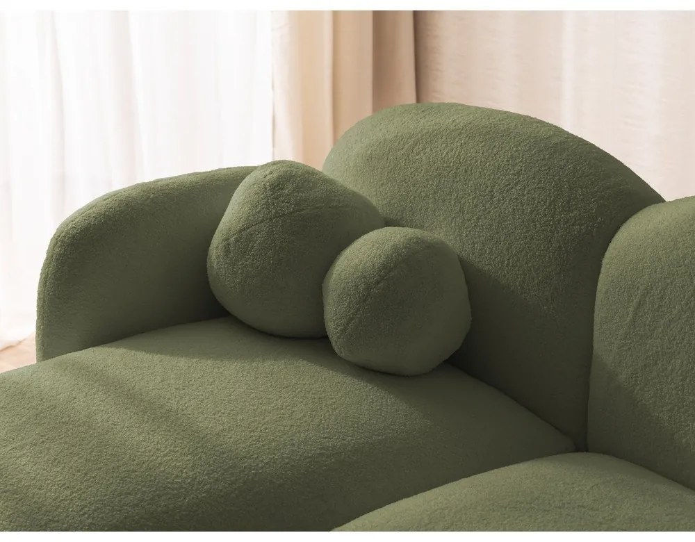 Zelená rohová pohovka z textílie buklé (ľavý roh/s leňoškou) Orbit – Ropez