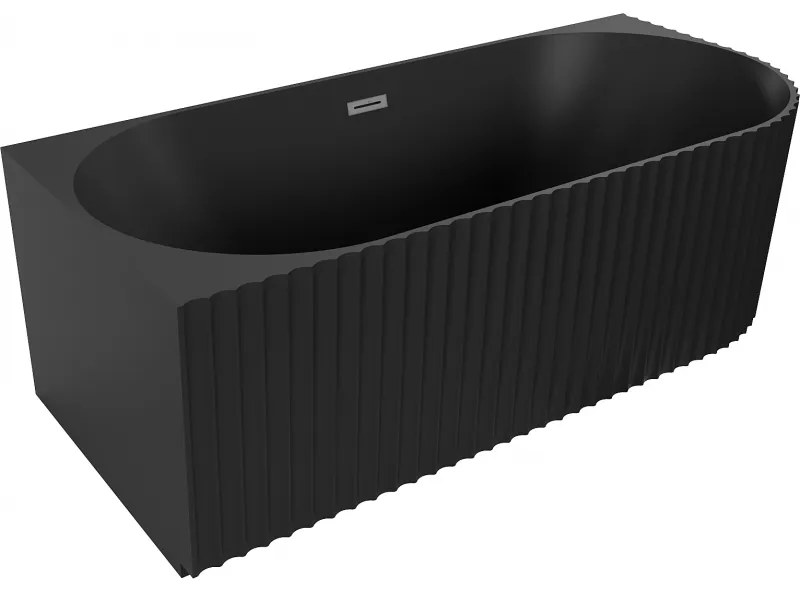 Mexen Gia, voľne stojaca rohová vaňa, drážkovaná, ľavá, 170 x 80 cm, čierna matná, grafitová matná, 52701708071L-95