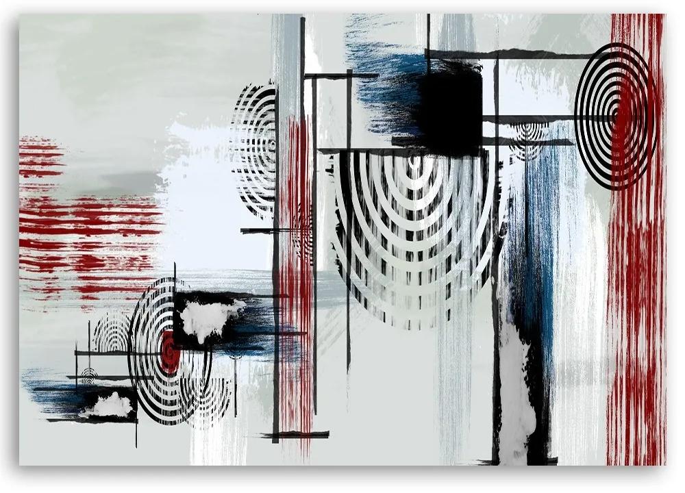 Obraz na plátně Abstraktní šedá červená - 100x70 cm