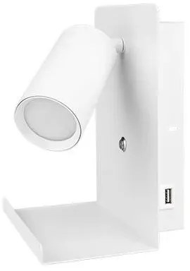 Nástenné bodové svietidlo s poličkou a USB nabíjačkou 1xGU10/35W/230V biela