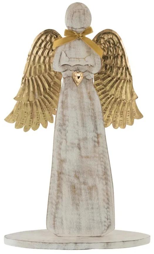 Drevený anjel zo zlatými kriedly - 31*2*54cm