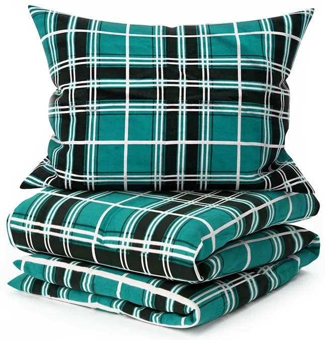 Flanelové obliečky KOSTKA zelené Rozmer obliečky: 70 x 90 cm | 140 x 200 cm