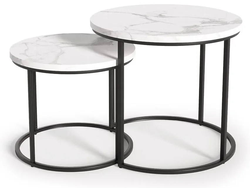 Konferenčný stolík Oreo biely mramor/čierna