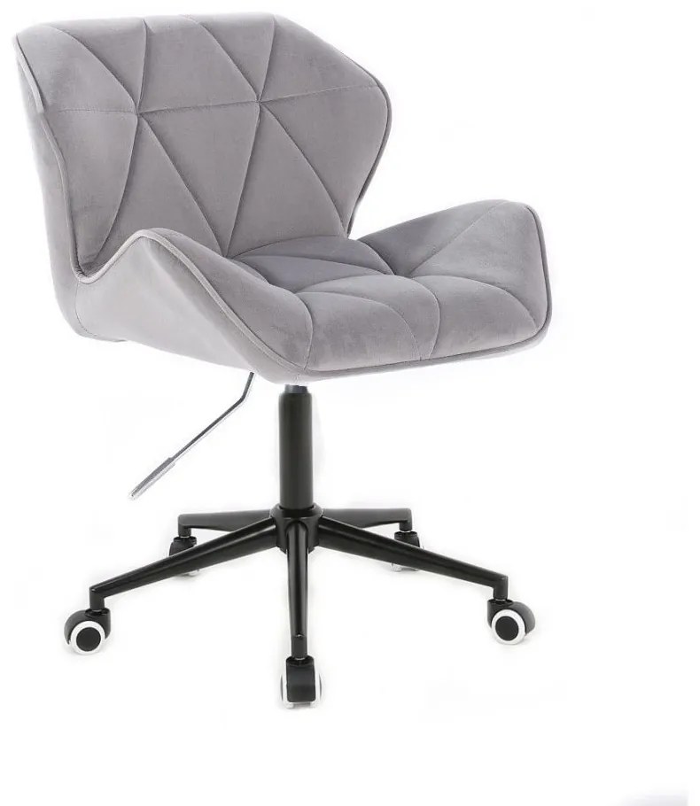 LuxuryForm DESIGN Stolička MILANO VELUR na čiernej podstave s kolieskami - svetlosivá