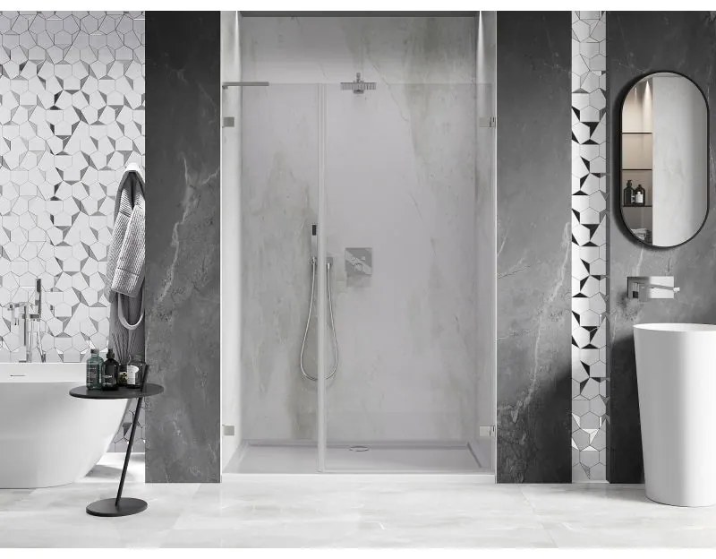 Mexen Lunar-B, L výklopné pravé sprchové dvere 110 cm, 8mm číre sklo, oceľový profil, 832SL-110-050-97-00-P