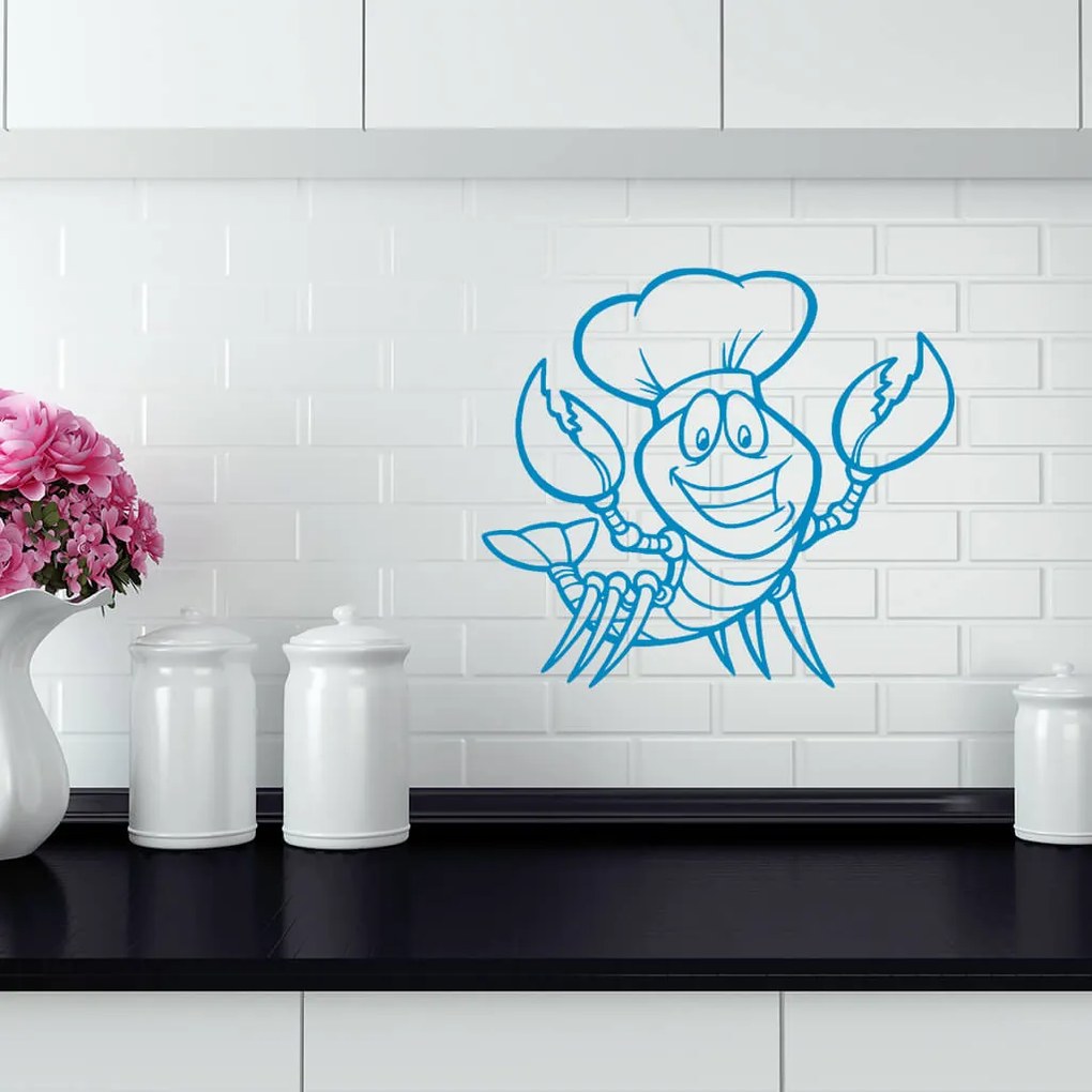 Veselá Stena Samolepka Krab kuchárom Farba: oranžová, Veľkosť: 80 x 72 cm