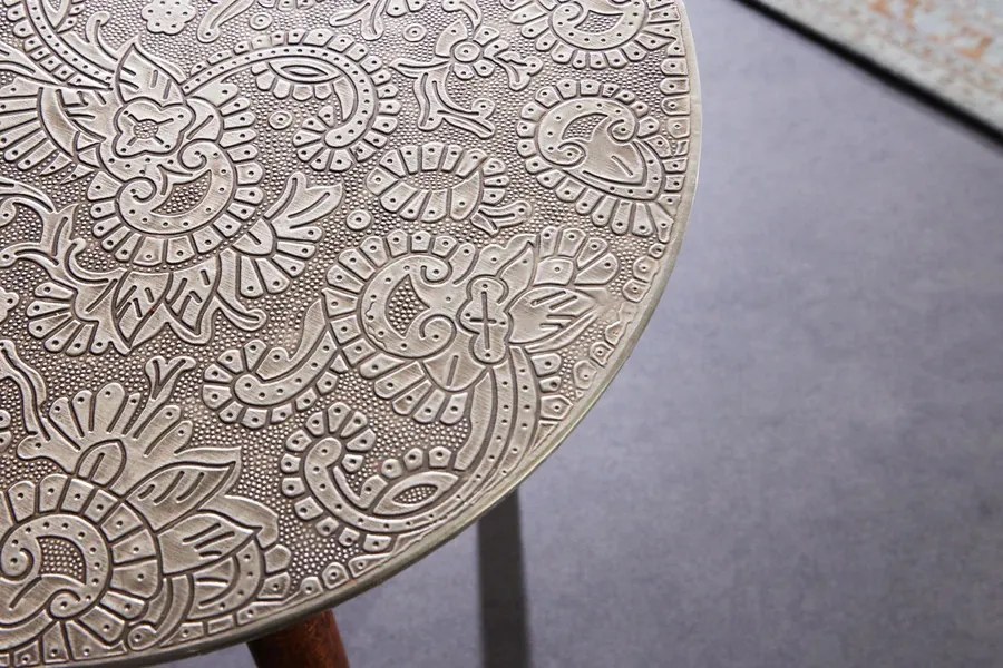 Dizajnový odkladací stolík Hadelinde 50 cm antik strieborný