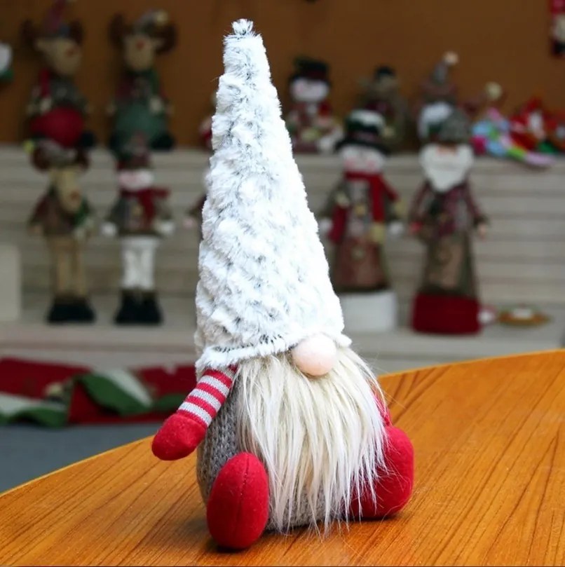 Vánoční skřítek ELF 011 - 40 cm červený/šedý