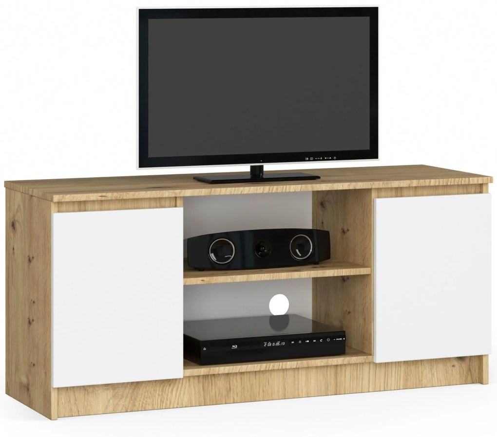 TV stolík Kapono (dub artisan + biela). Akcia -19%. Vlastná spoľahlivá doprava až k Vám domov. 1070712