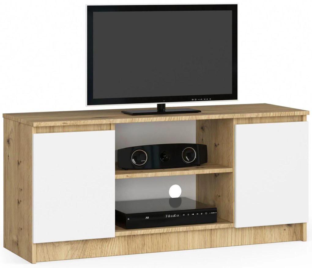 TV stolík Kapono (dub artisan + biela). Akcia -21%. Vlastná spoľahlivá doprava až k Vám domov. 1070712
