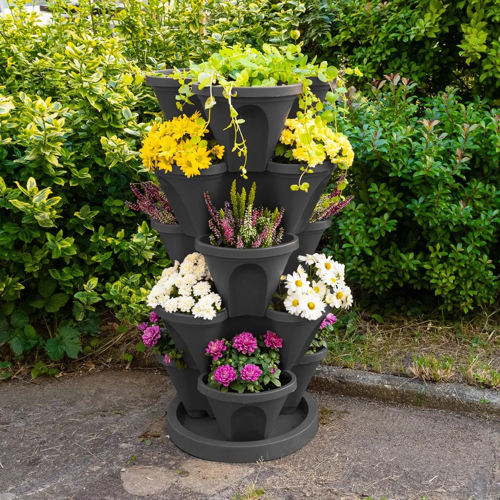 4Home Kvetinová kaskáda 5-dielna, antracit, 5 poschodí