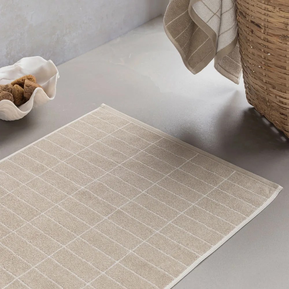 Béžová kúpeľňová predložka 50x80 cm Tile Stone - Mette Ditmer Denmark