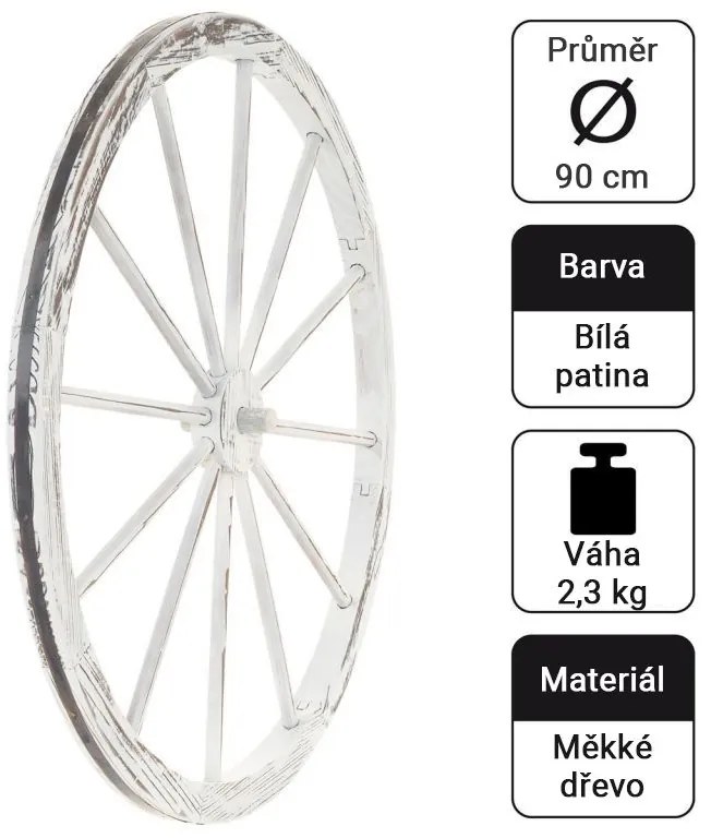 Garthen 86141 Dekoratívne drevené koleso, 90 cm