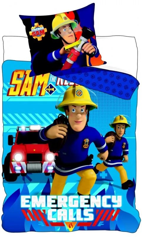 Obliečky do detskej postieľky Požiarnik Sam - Hasič Sam - Fireman Sam - 100% bavlna - 40x50 cm + 90x140 cm - Certifikát Oeko Tex