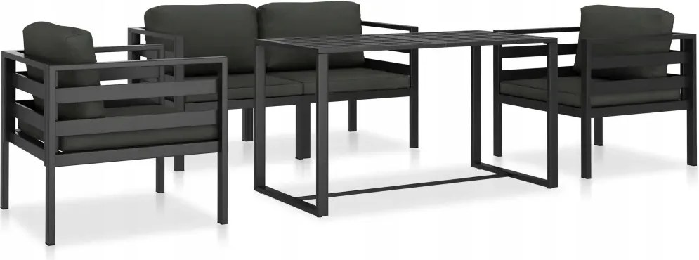 vidaXL 5-dielna záhradná sedacia súprava+podložky, antracitová, hliník