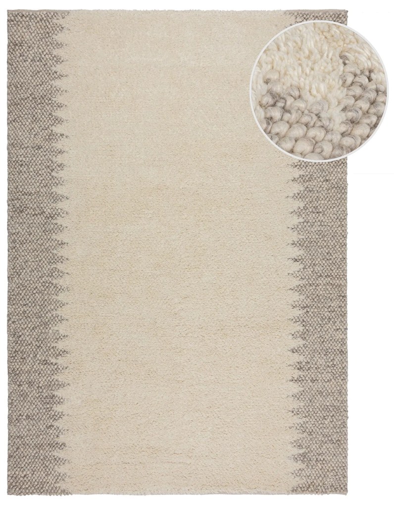 Flair Rugs, Ručne tkaný kusový koberec Minerals Border Natural, 160x230, béžová, chodba / predsieň