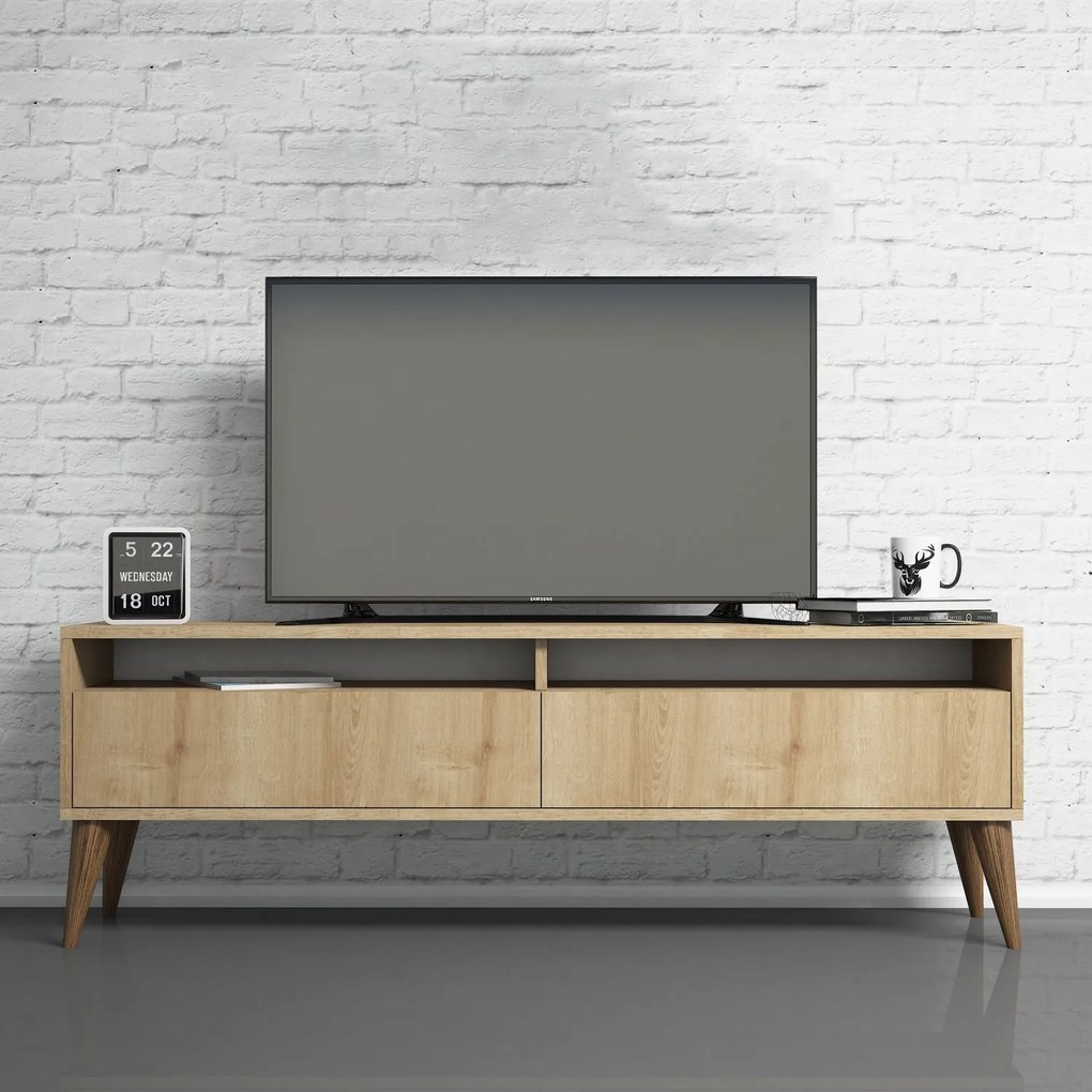 TV stolík/skrinka Berta 2 (dub). Akcia -10%. Vlastná spoľahlivá doprava až k Vám domov. 1088746