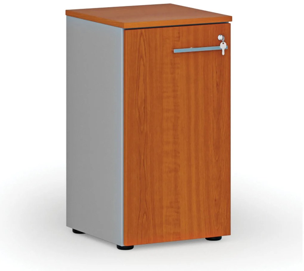 Nízka kancelárska skriňa s dverami PRIMO GRAY, 400 x 420 x 740 mm, sivá/čerešňa