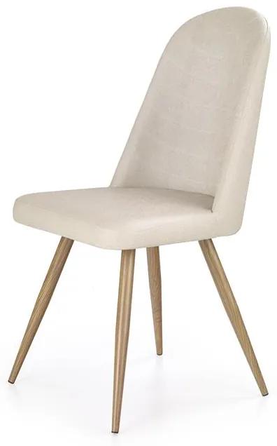 Jedálenská stolička CONNOR – ekokoža, krémová, dub medový