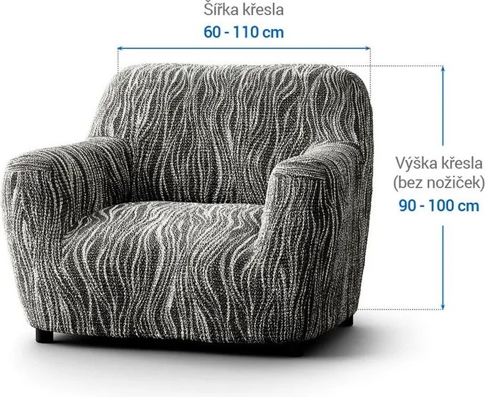 Bielastické poťahy UNIVERSO NOVÉ žíhané čiernobiele kreslo (š. 60 - 110 cm)