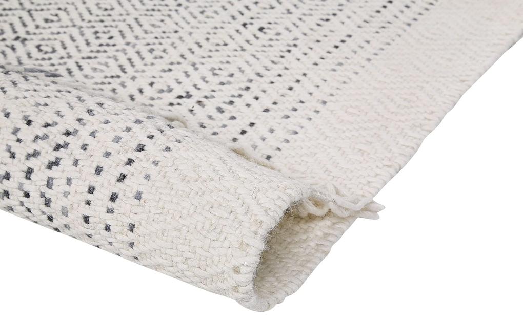 Vlnený koberec 160 x 230 cm biela/sivá OMERLI Beliani
