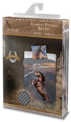 Bavlnená posteľná bielizeň Horses 003 Blesk 160x200 cm