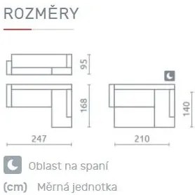 Rohová sedacia súprava ISLAND, Ľavá, modrá (element 14)