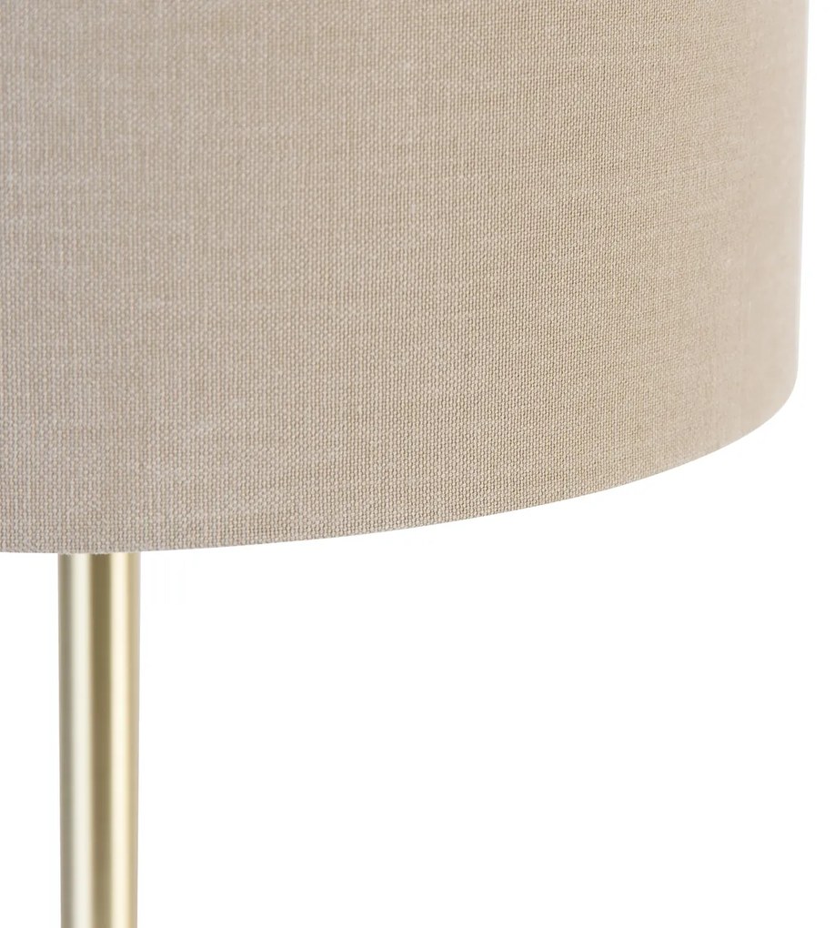 Klasická stolná lampa mosadz s hnedým tienidlom 35 cm - Simplo