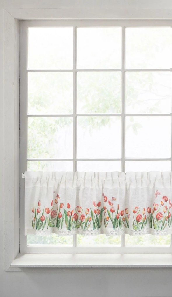 Dekorstudio Kuchynská etamínová záclona s čipkou TULIPÁN Rozmer záclonky: 60x150cm