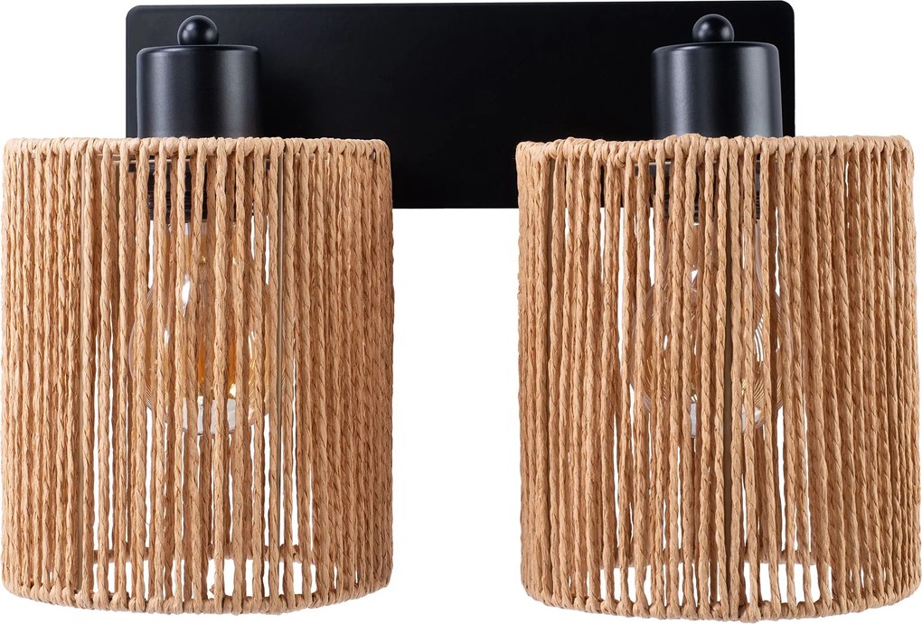 Toolight Toolight, nástenné svietidlo 2xE27, APP1824-2W, čierna matná-hnedá, OSW-09316