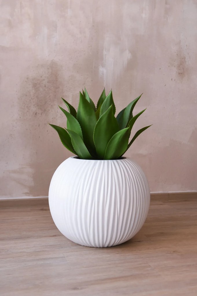 Dizajnový kvetináč VITRO, sklolaminát, priemer 50 cm, biely