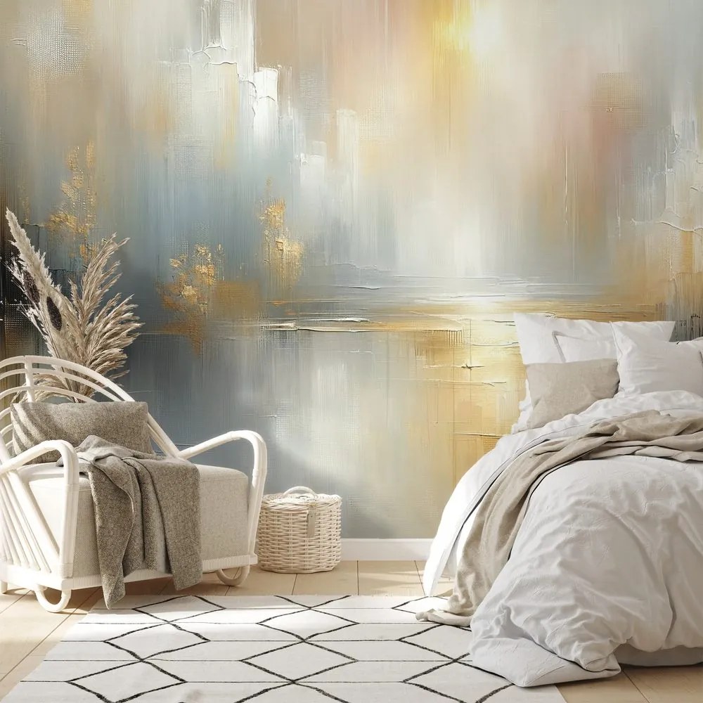 Tapeta abstraktné zlaté a sivé tóny