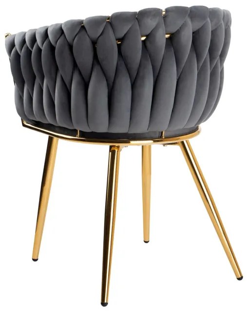 Jedálenská stolička COFTON zamatová, zlatá / grafitová