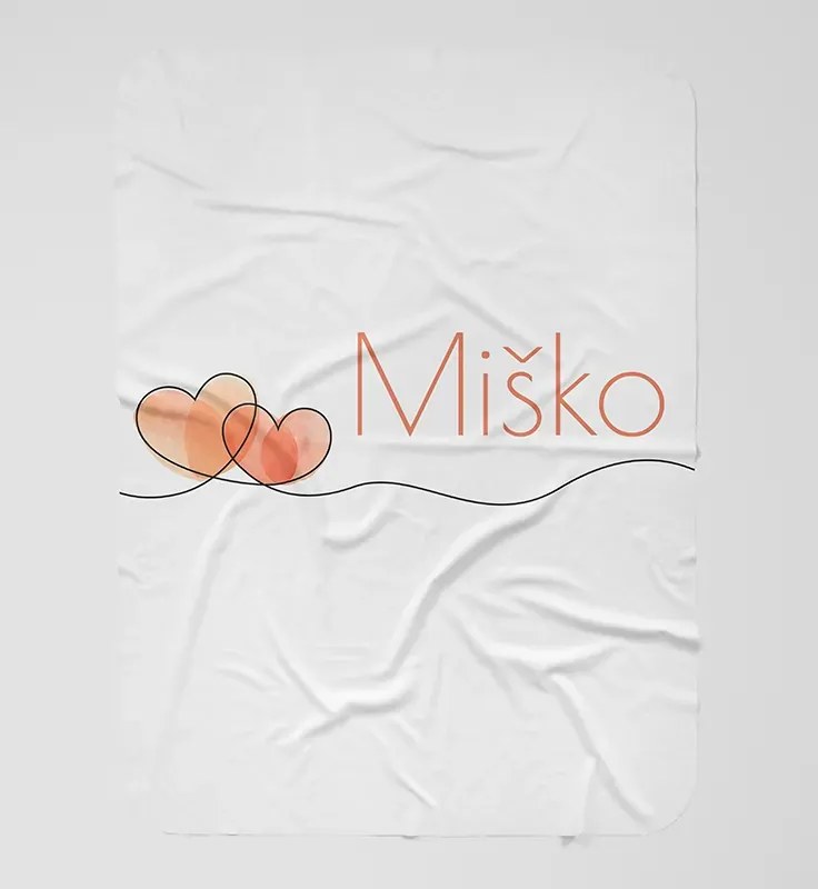 interesi Biela deka s menom a srdiečkami