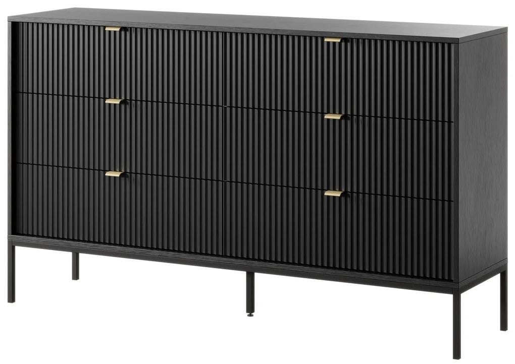 Komoda Nova 154 cm so zásuvkami čierna/čierny rám