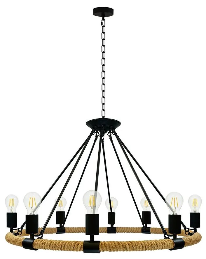 Luster na reťazi ROPE ARTHUR 8xE27/20W/230V