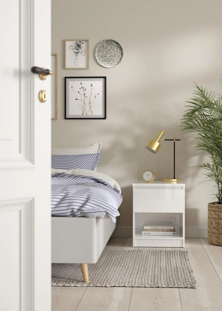 Nočný stolík Simplicitous 238 40 cm biely lesk