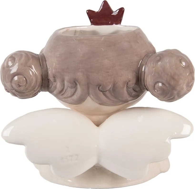 Béžový keramický obal na kvetináč anjel - 17*14*17 cm
