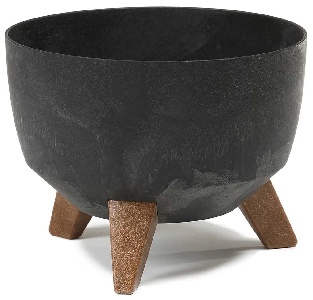 PLASTOVÝ KVETINÁČ ROSA ECO 18X29 CM IMITÁCIA BETÓNU ČIERNA