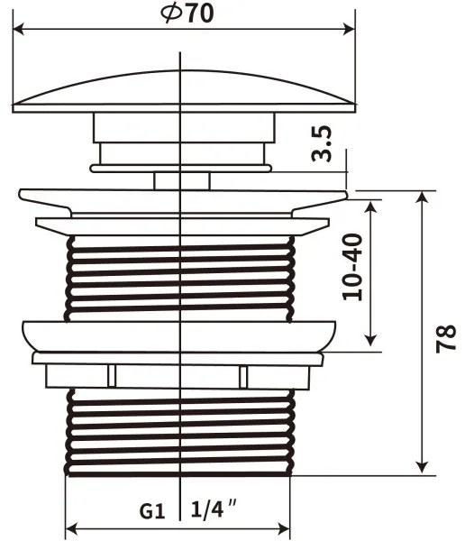 COMAD CLICK-CLACK T201MBG-3 - Umývadlový výpust CLICK-CLACK pr. 7 cm matná čierna