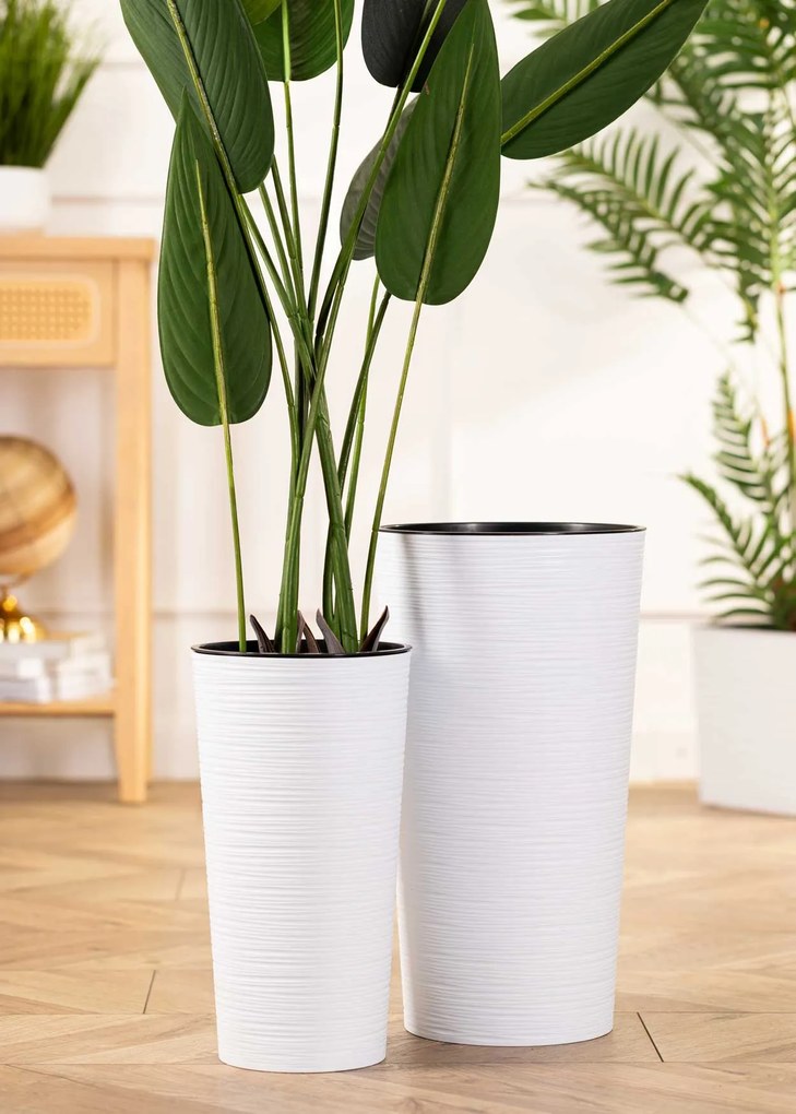 PLASTOVÝ KVETINÁČ URBANIKA RIFLO 25,5X46,5 CM+19,5X36,5 CM BIELA